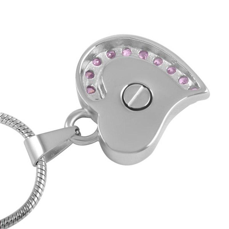 Cremation Necklace - Memorial Heart Cremation Urn Necklace With Rhinestones