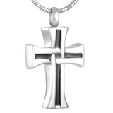 Cremation Necklace - Modern Silver Cross Cremation Urn Necklace