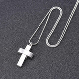 Cremation Necklace - Modern Silver Cross Cremation Urn Necklace