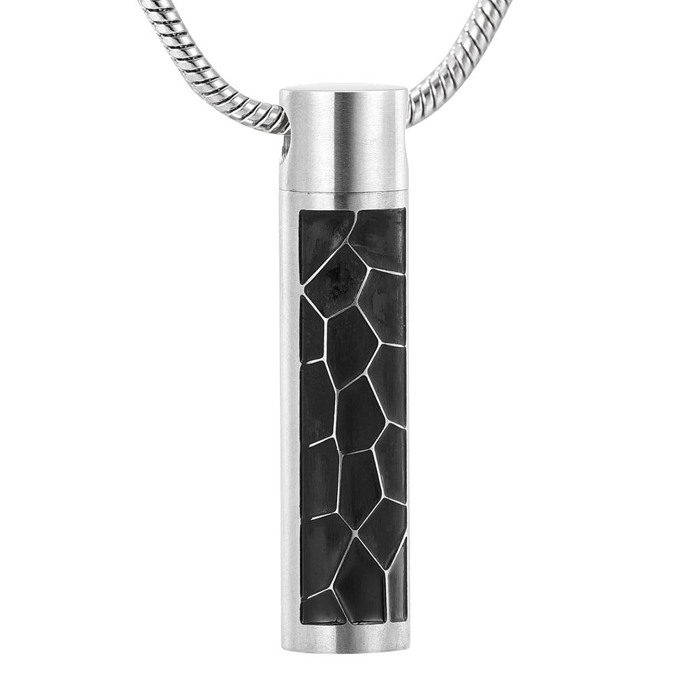 Cremation Necklace - Modern Silver Cylinder Memorial Urn