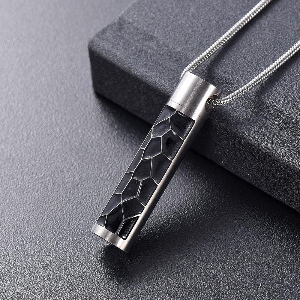 Cremation Necklace - Modern Silver Cylinder Memorial Urn