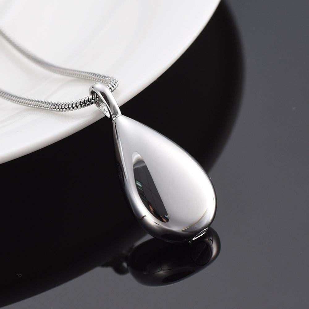 Cremation Necklace - Modern Silver Water Drop Cremation Urn Necklace