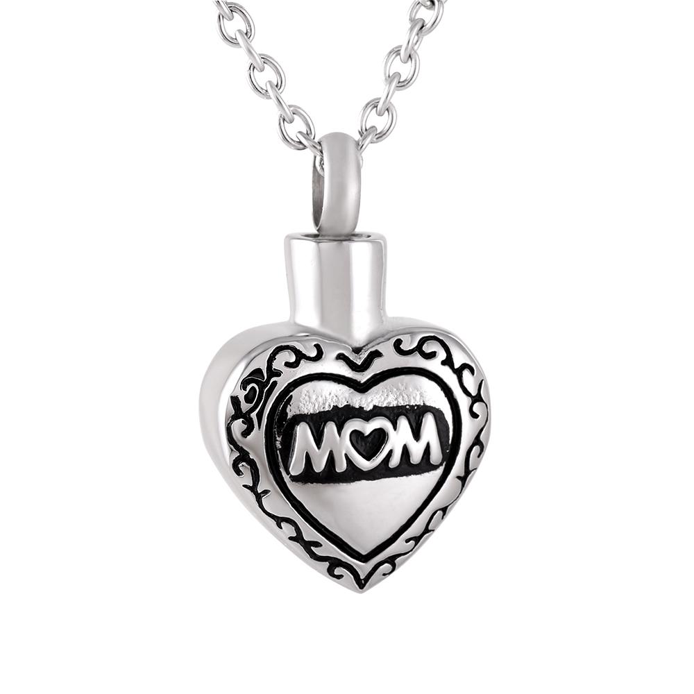Cremation Necklace - Mom Heart Shaped Cremation Urn Necklace