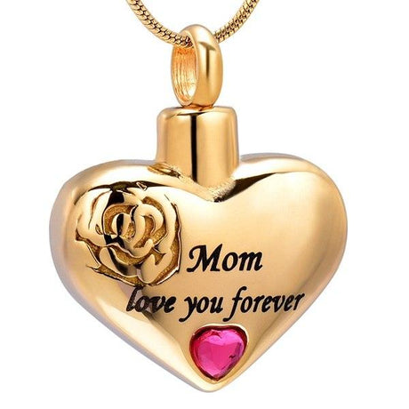 Mom/Dad Heart Shaped Cremation - Ash Necklace - Cherished Emblems