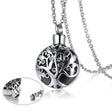 Cremation Necklace - Multi-color Rhinestone Cylinder Tree Of Life Cremation Urn Necklace