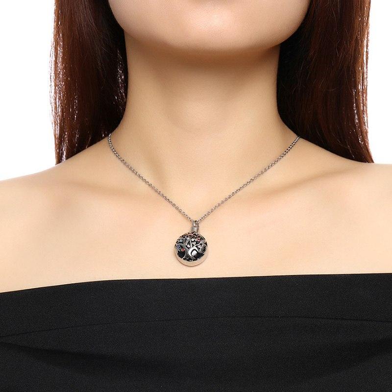 Cremation Necklace - Multi-color Rhinestone Cylinder Tree Of Life Cremation Urn Necklace