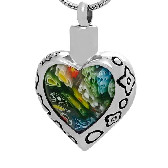 Cremation Necklace - Murano Glass Heart Shaped Cremation Urn Necklace
