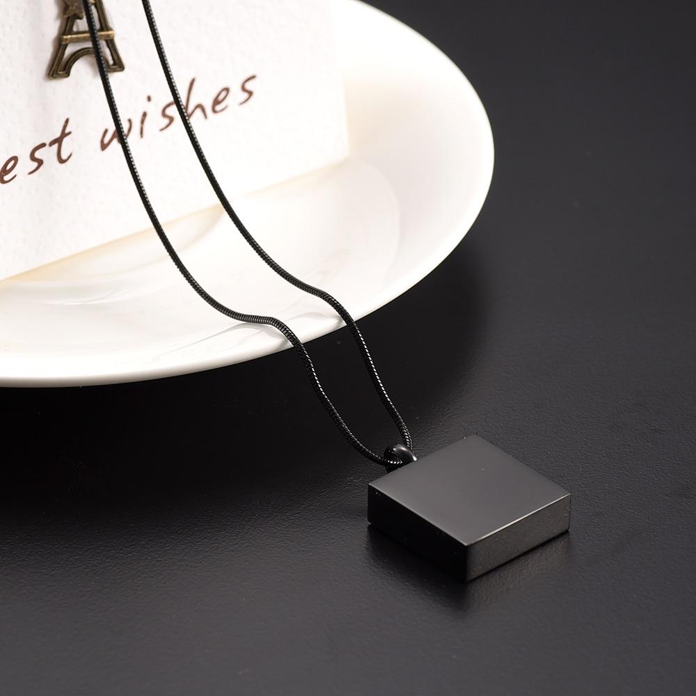 Cremation Necklace - "My Fur Angel" Modern Square Cremation Urn Necklace With Paw Prints