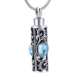 Cremation Necklace - Ornate Cremation Urn Necklace Cylinder With Gemstones