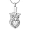 Cremation Necklace - Owl Heart Cremation Urn Necklace With Gemstones