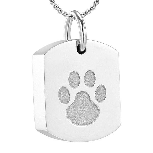 Cremation Necklace - Paw Print Dog Tags Cremation  Necklace