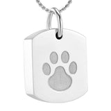 Cremation Necklace - Paw Print Dog Tags Cremation  Necklace