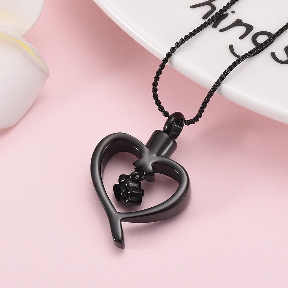 Cremation Necklace - Paw Print In Heart Cremation Urn Necklace