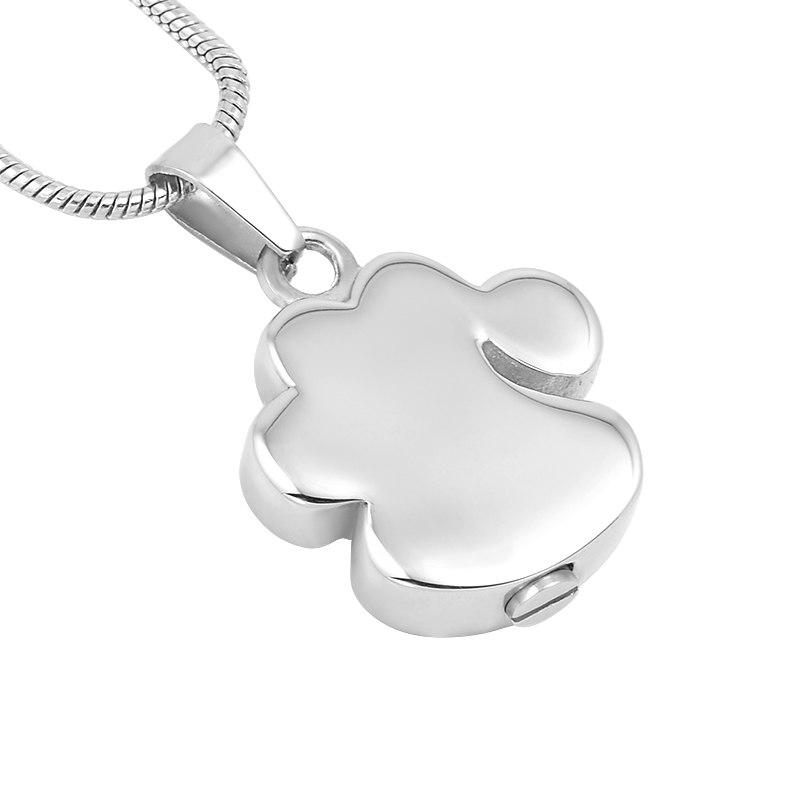 Cremation Necklace - Pet Paw Cremation Urn Necklace With Rhinestones