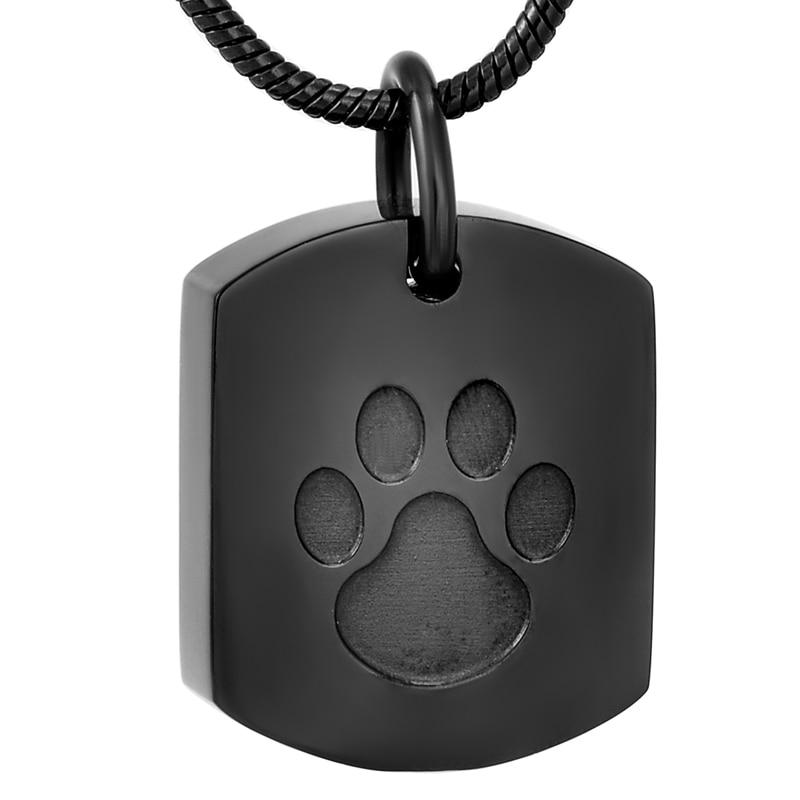 Cremation Necklace - Pet Paw Dog Tag Cremation Urn Necklace