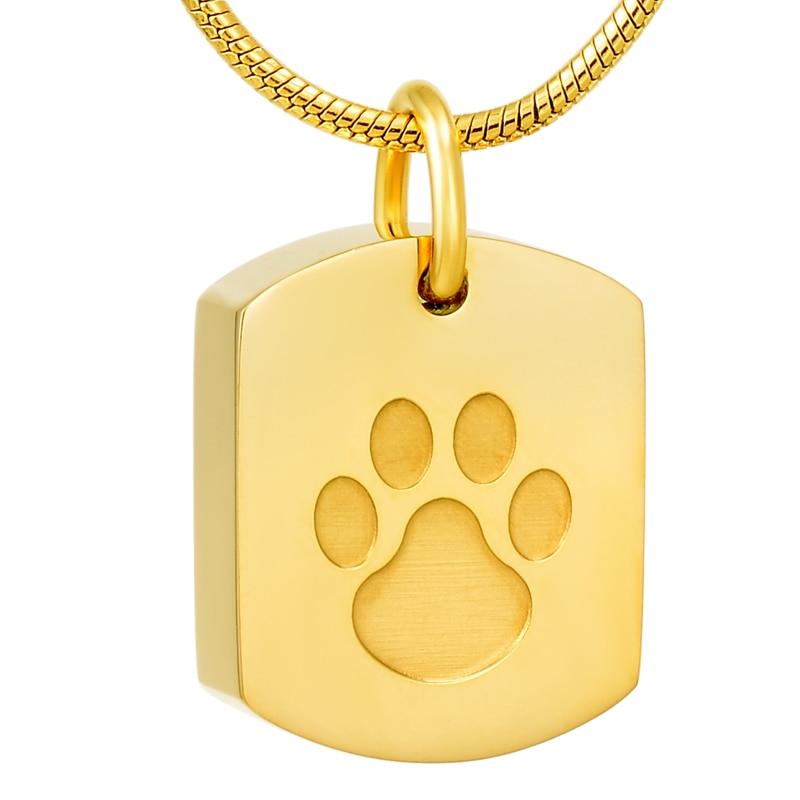 Cremation Necklace - Pet Paw Dog Tag Cremation Urn Necklace