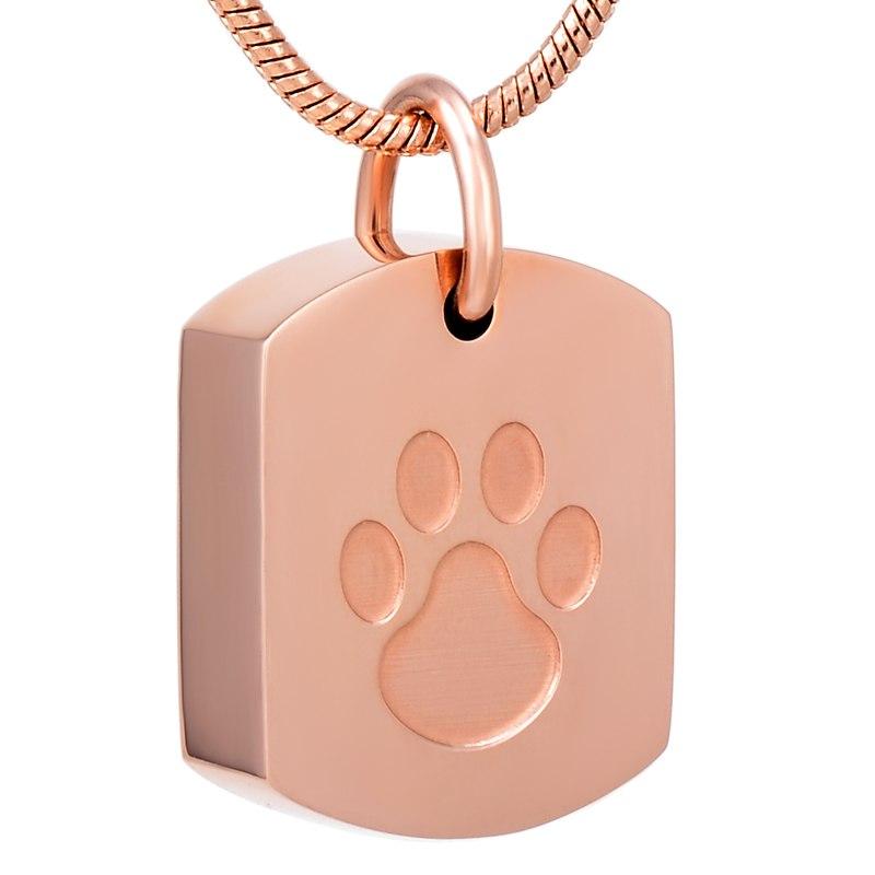 Cremation Necklace - Pet Paw Dog Tag Cremation Urn Necklace