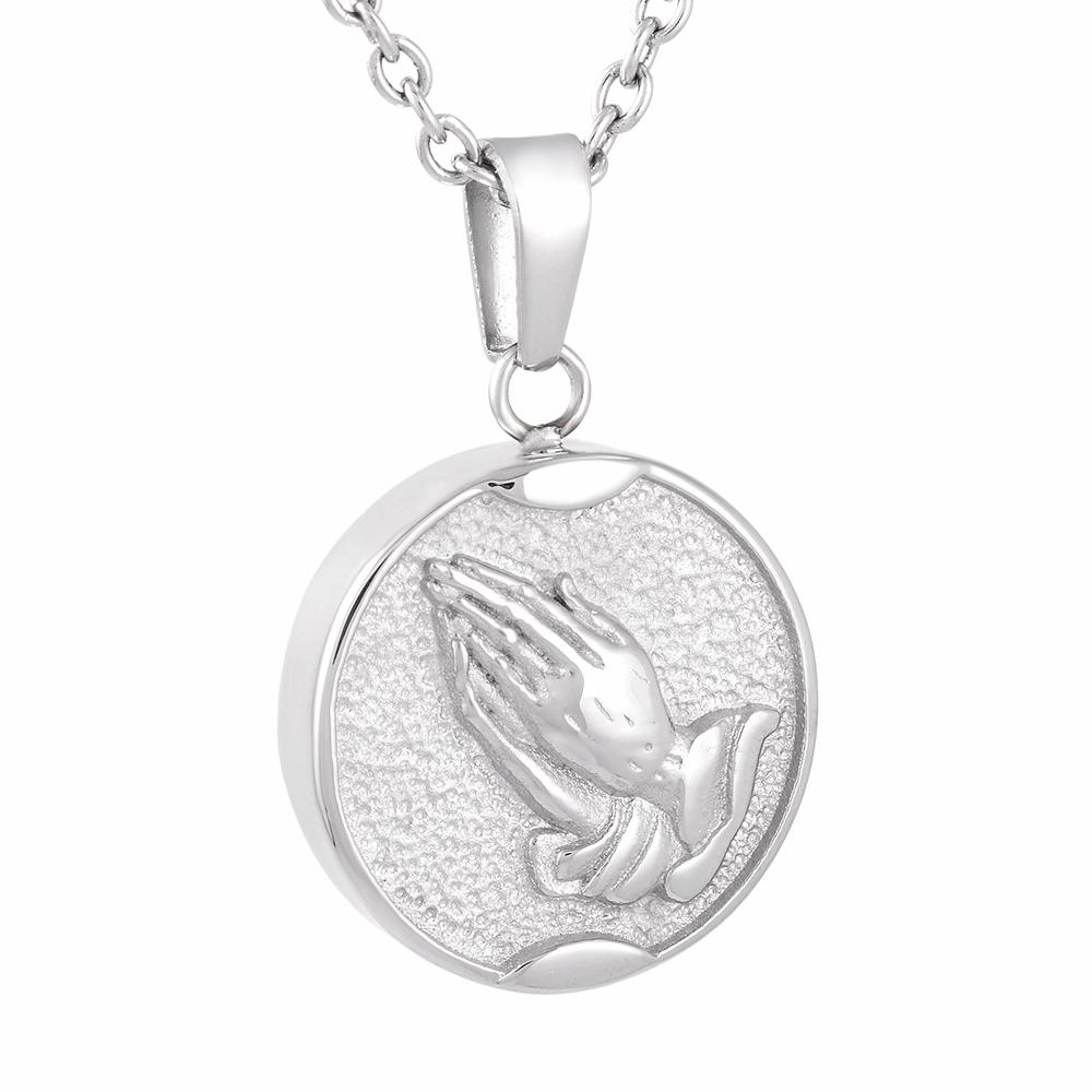 Cremation Necklace - Praying Hands Cremation Urn Necklace