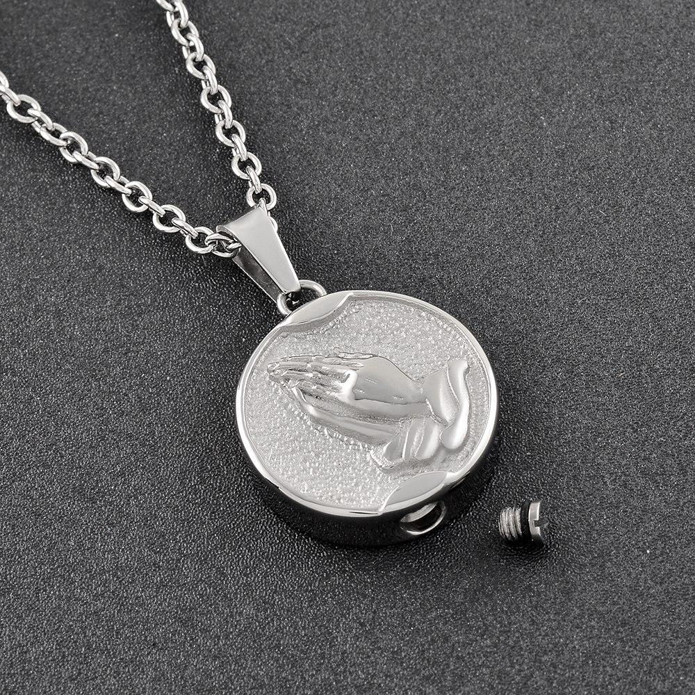 Cremation Necklace - Praying Hands Cremation Urn Necklace