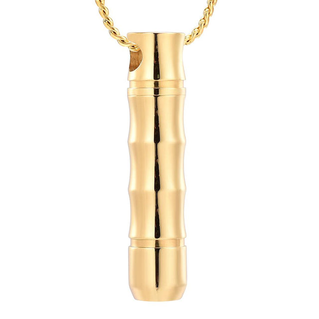 Cremation Necklace - Ribbed Cylinder Tube Cremation Urn Necklace