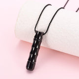 Cremation Necklace - Ribbed Cylinder Tube Cremation Urn Necklace
