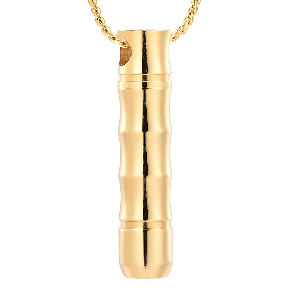 Cremation Necklace - Ribbed Cylinder Tube Cremation Urn Necklace