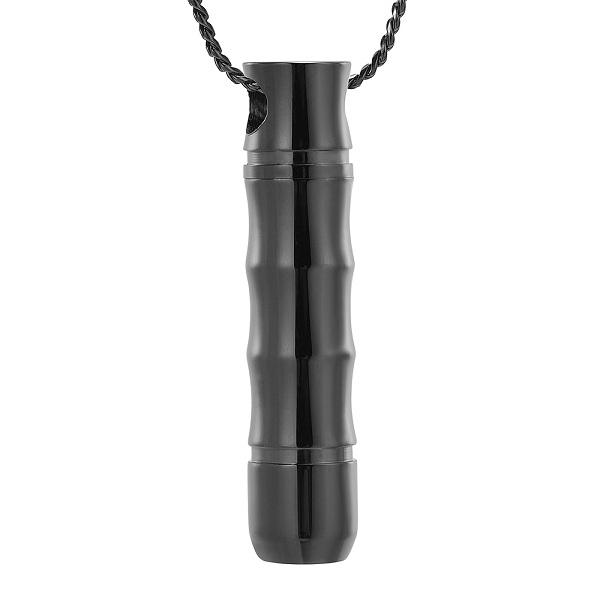 Cremation Necklace - Ribbed Cylinder Tube Cremation Urn Necklace