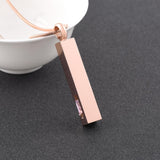 Cremation Necklace - Rose Gold Square Column Cremation Urn Necklace With Gemstone