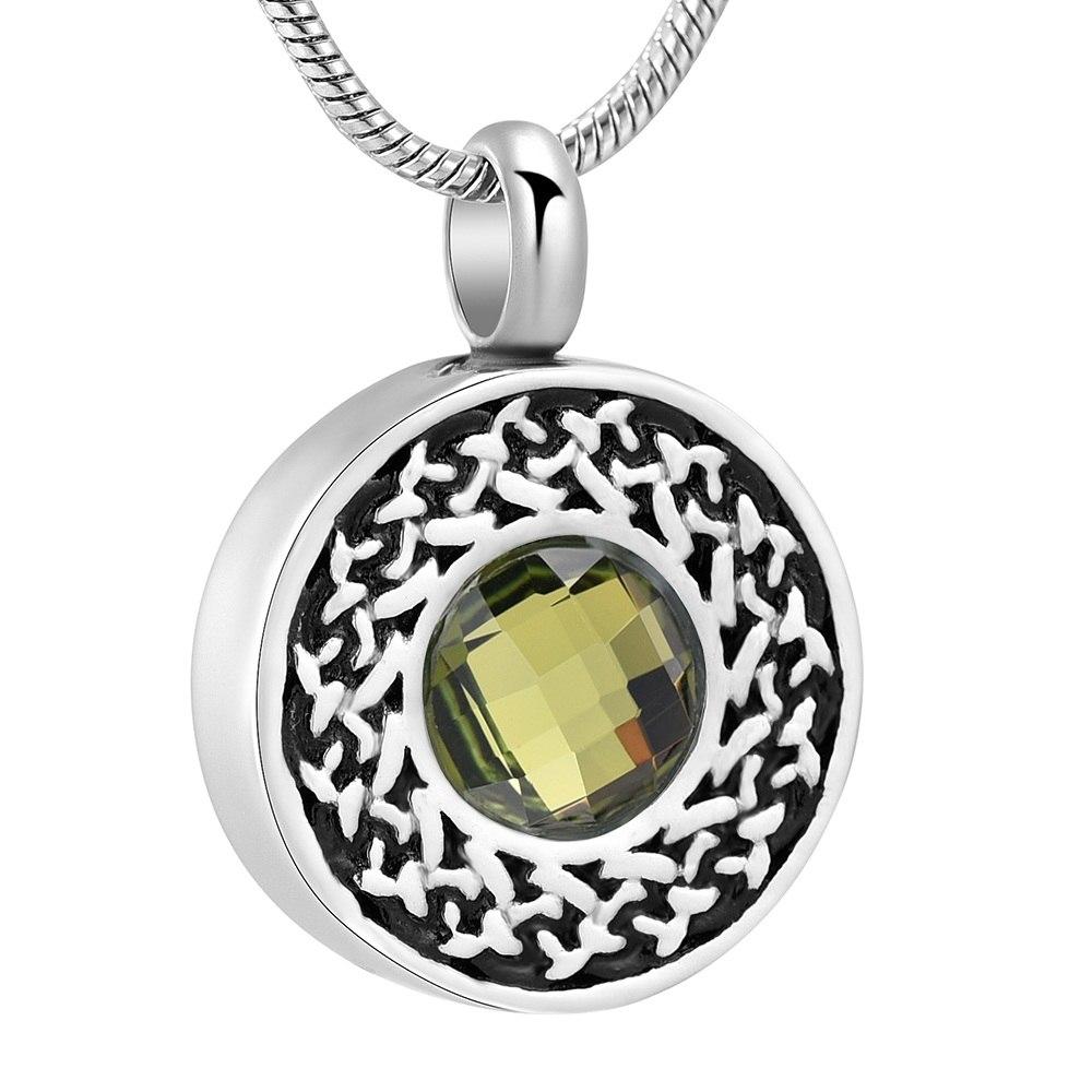 Cremation Necklace - Round Pendant Cremation Urn Necklace