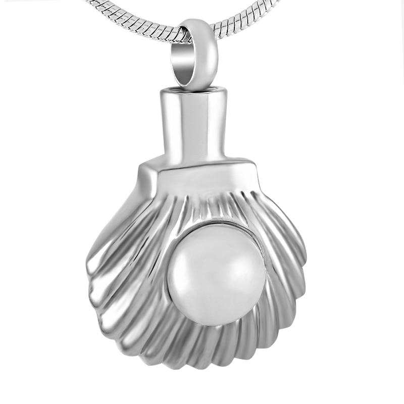 Cremation Necklace - Seashell & Pearl Cremation Urn Necklace