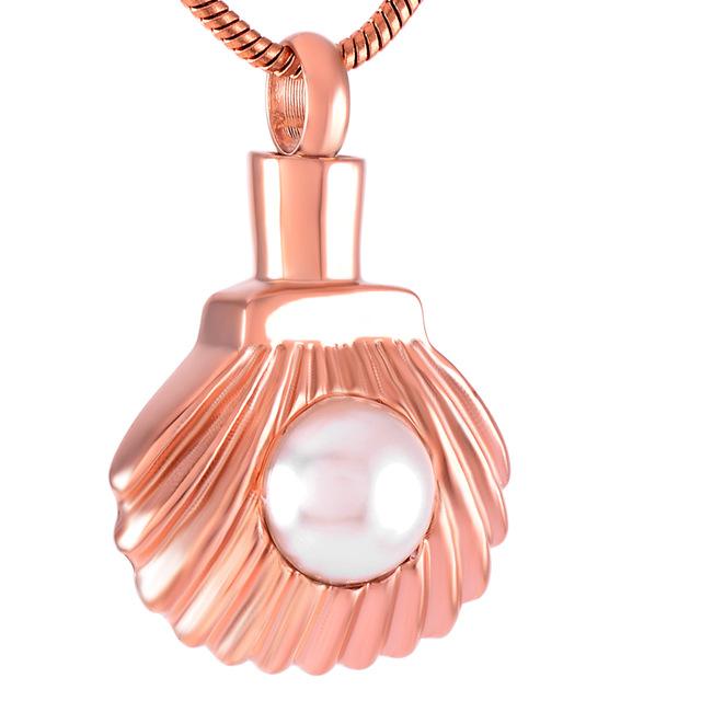 Cremation Necklace - Seashell & Pearl Cremation Urn Necklace