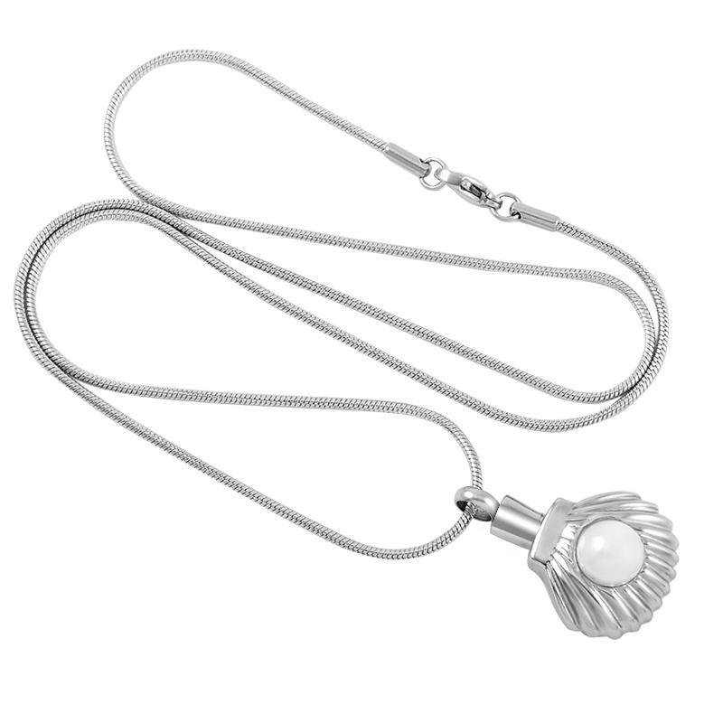 Cremation Necklace - Seashell & Pearl Cremation Urn Necklace