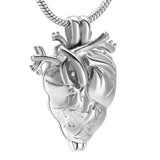 Cremation Necklace - Silver Anatomical Heart Cremation Urn Necklace