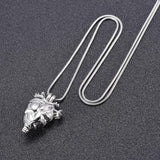 Cremation Necklace - Silver Anatomical Heart Cremation Urn Necklace
