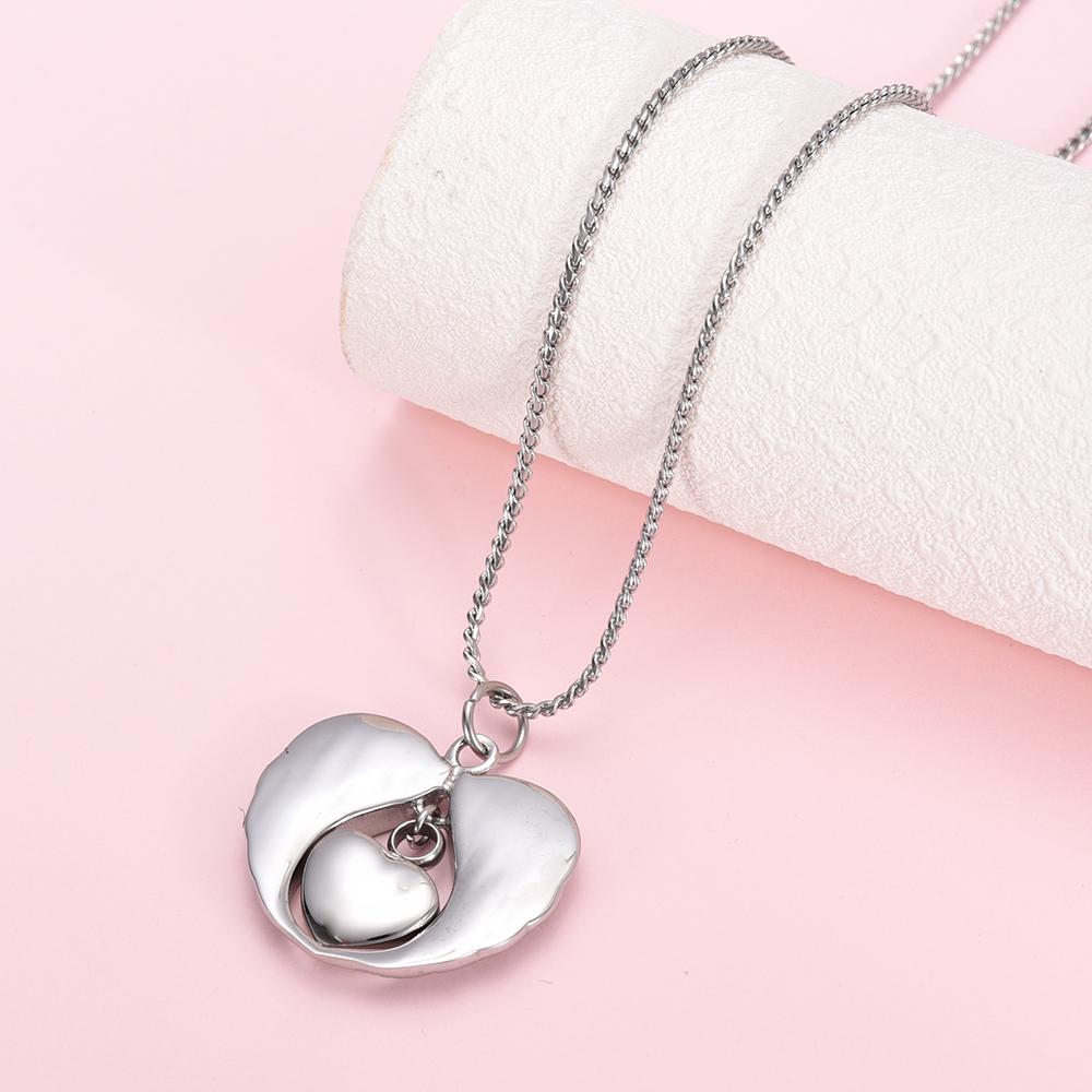 Cremation Necklace - Silver Angel Wings Heart Paw Print Cremation Urn Necklace