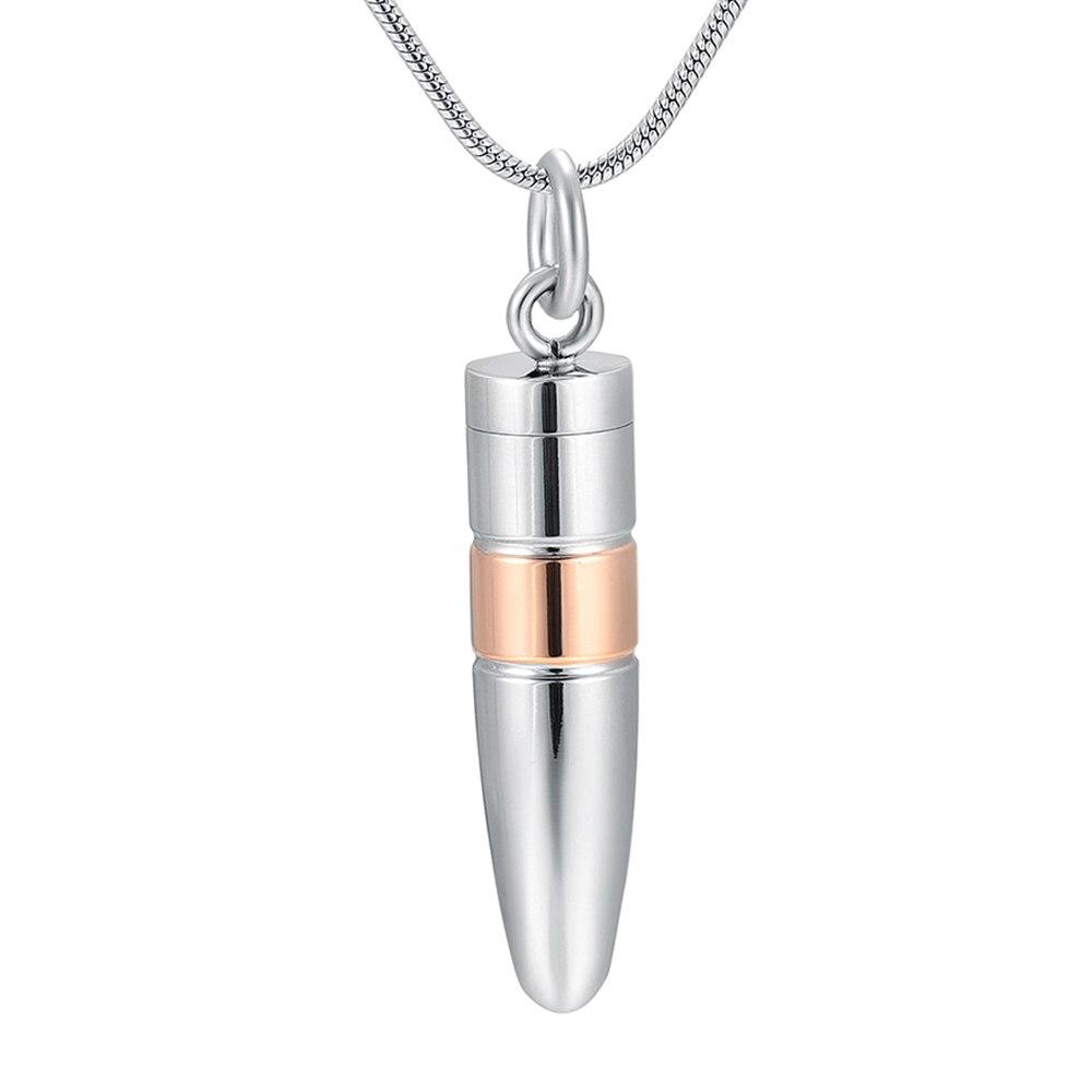 Cremation Necklace - Silver Bullet Shaped Cremation Urn