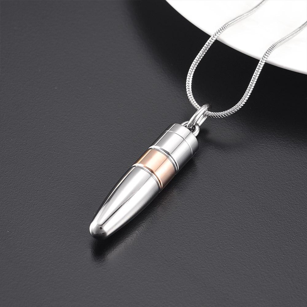 Cremation Necklace - Silver Bullet Shaped Cremation Urn