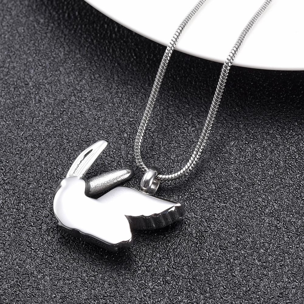 Cremation Necklace - Silver Bunny Angel Cremation Urn Necklace
