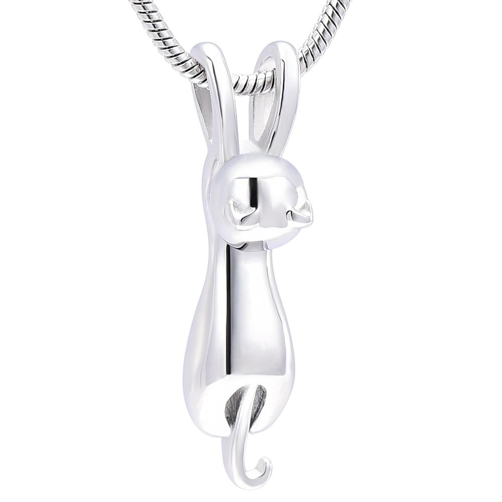 Cremation Necklace - Silver Cat Cremation Urn Necklace