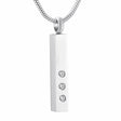 Cremation Necklace - Silver Column With Inlaid Rhinestones Cremation Urn Necklace