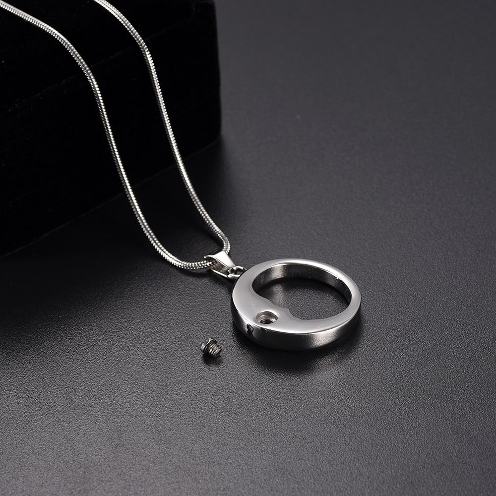 Cremation Necklace - Silver Crescent Moon Face Cremation Urn Necklace