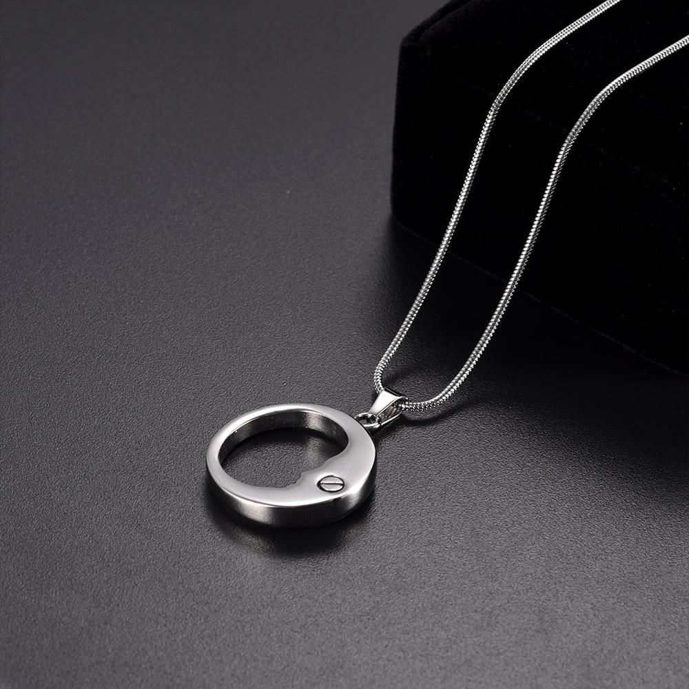 Cremation Necklace - Silver Crescent Moon Face Cremation Urn Necklace