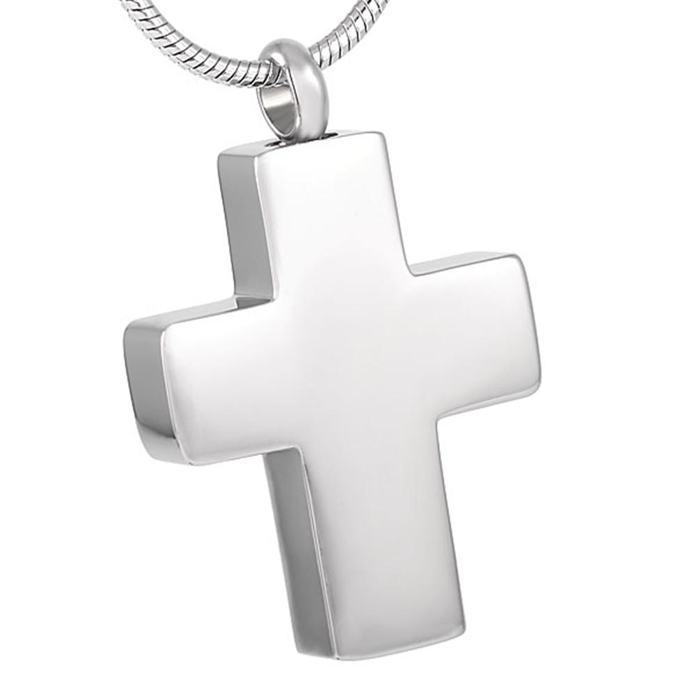 Cremation Necklace - Silver Cross Cremation Urn Necklace