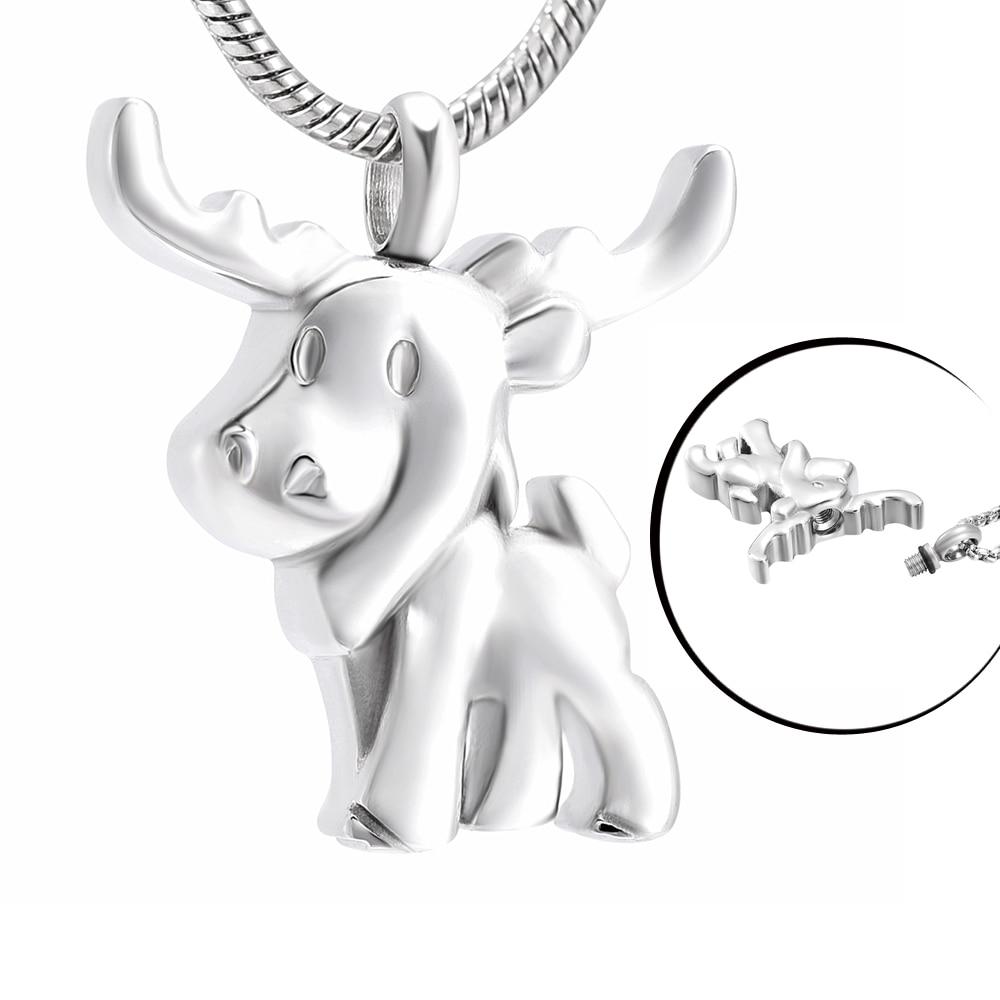 Cremation Necklace - Silver Cute Moose Cremation Urn Necklace