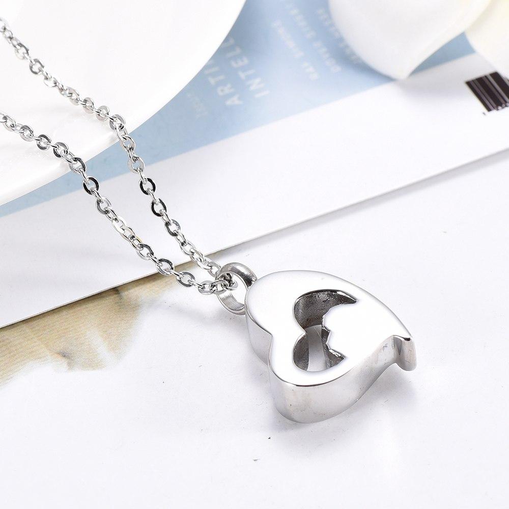 Cremation Necklace - Silver Double Heart Cremation Urn Necklace