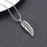 Cremation Necklace - Silver Feather Shaped Cremation Urn Necklace