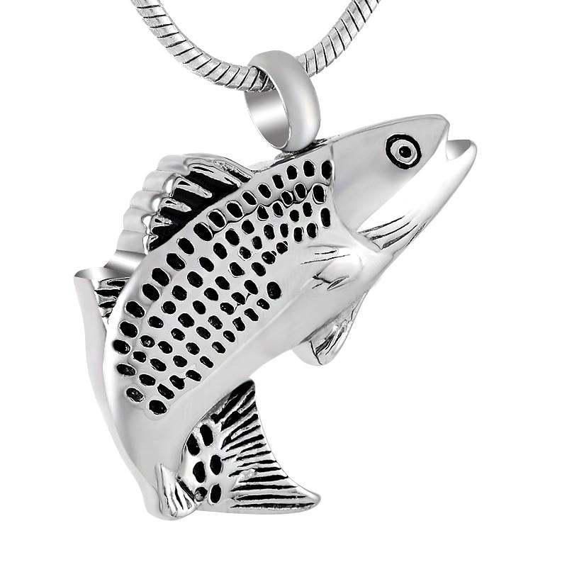 Cremation Necklace - Silver Fish Shaped Cremation Urn Necklace