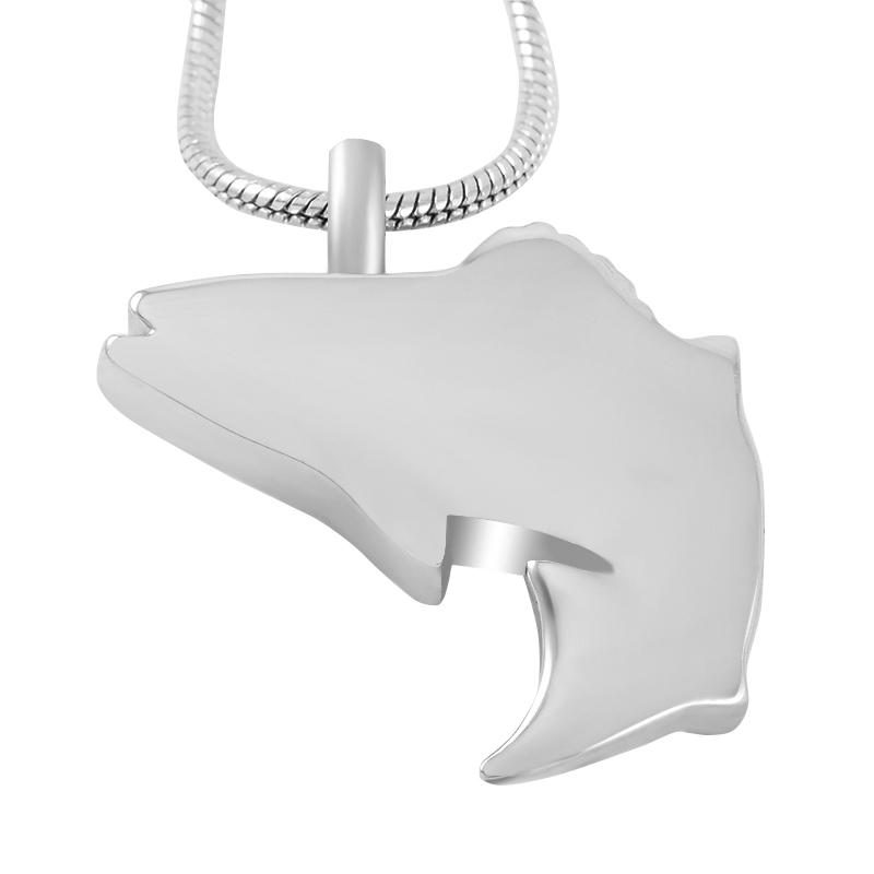 Cremation Necklace - Silver Fish Shaped Cremation Urn Necklace