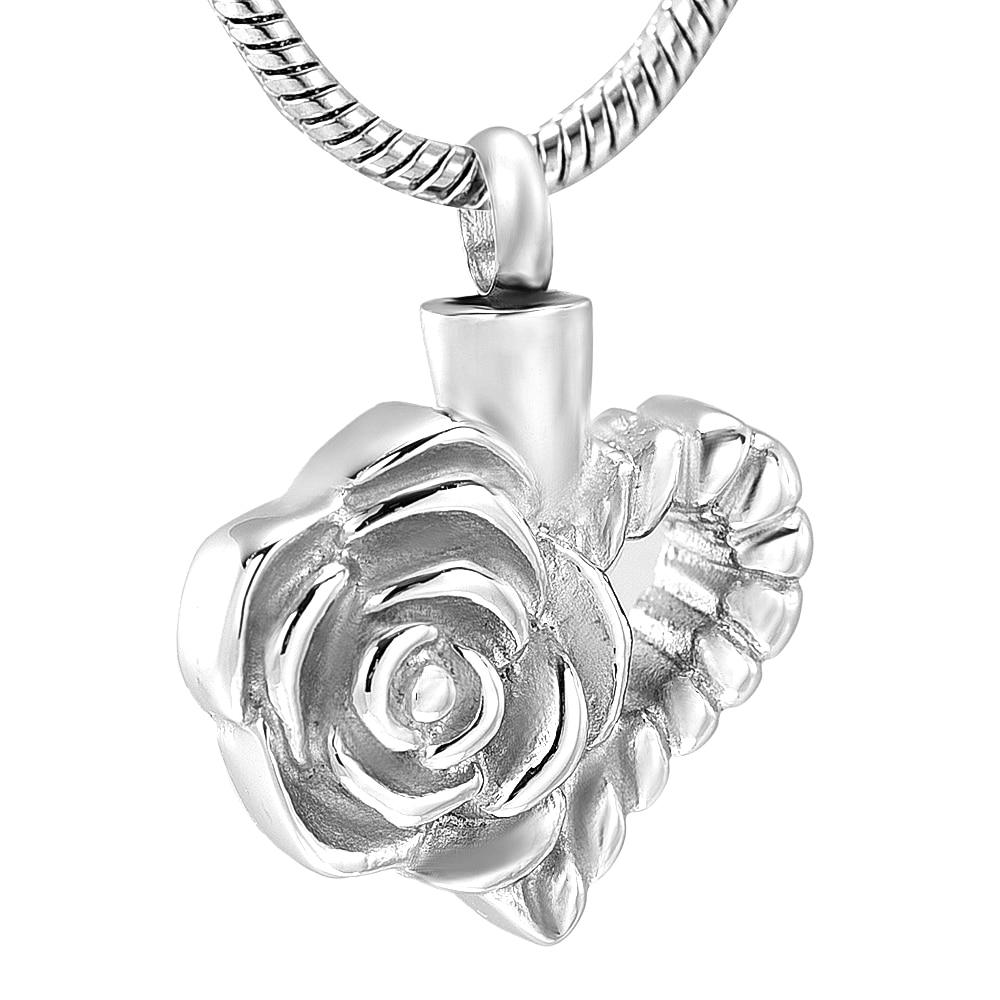 Cremation Necklace - Silver Floral Heart Cremation Urn Necklace
