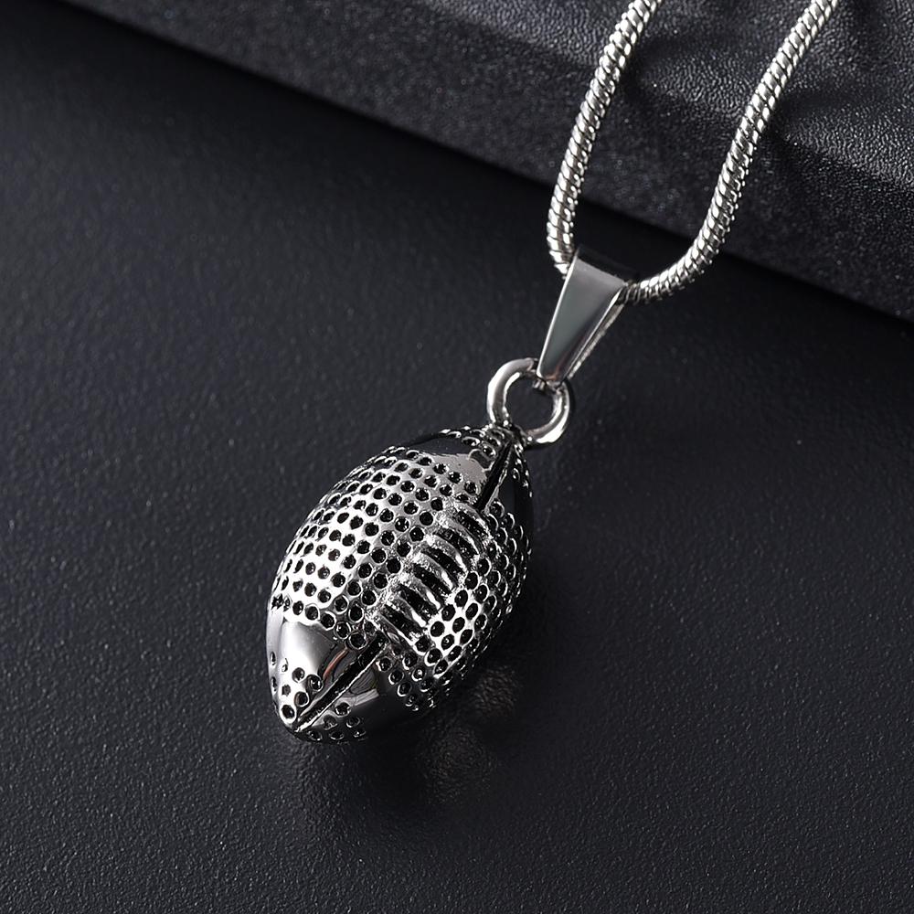 Cremation Necklace - Silver Football Cremation Urn Necklace